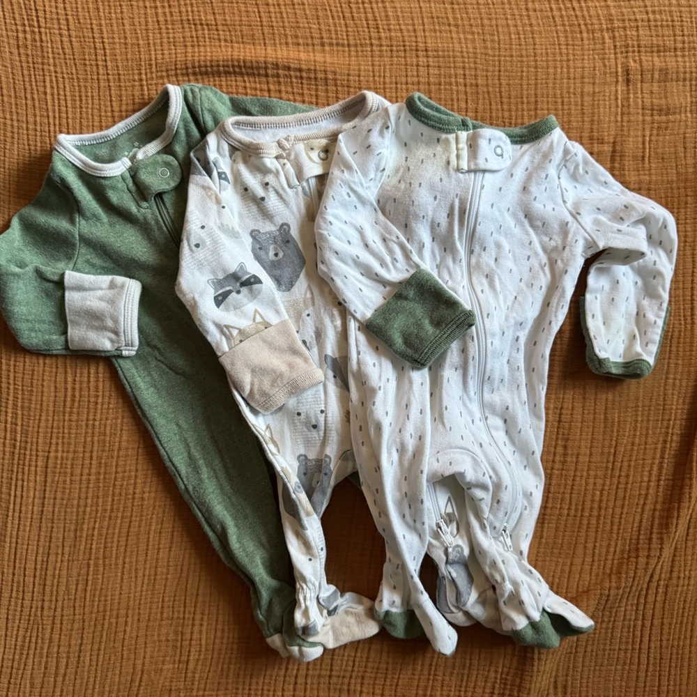Newborn cotton footie sleepers bundle
